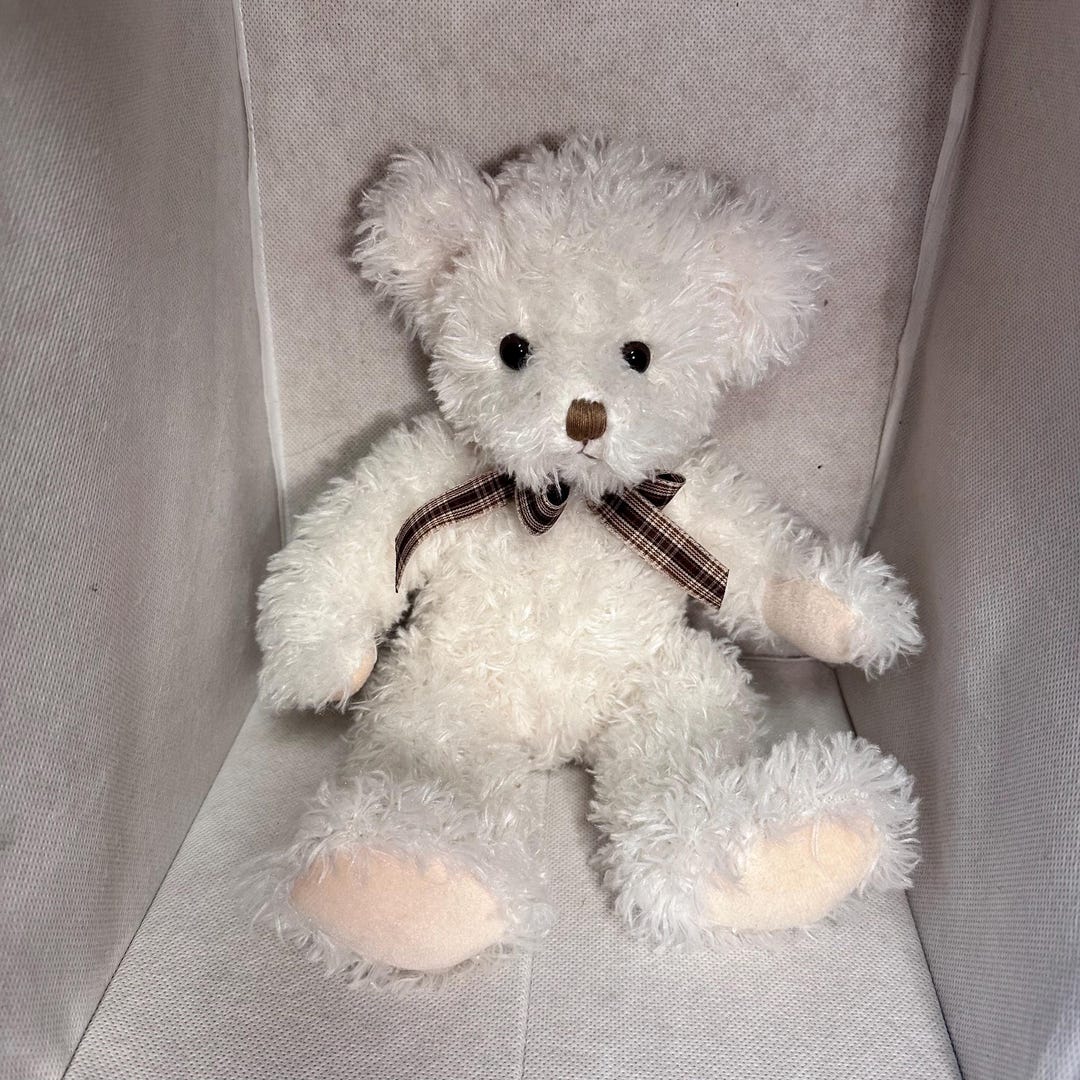Russ Bear "nina" Plush Teddy Bear With Brown Plaid Bow – Soft and ...