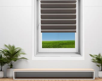 Tende a rullo per finestre Verieta Day & Night Zebra Tende doppie Tende Vision Tende da sole Larghezza da 30 cm a 140 cm Lunghezza fino a 150 e 230 cm Grigio piombo