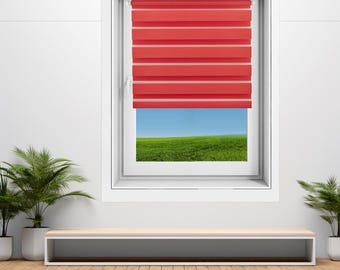 Verieta Day & Night Zebra Window Roller Blinds Double Blinds Vision Blinds Shades Width 30cm to 140cm Length up to 150 and 230cm Red Rose