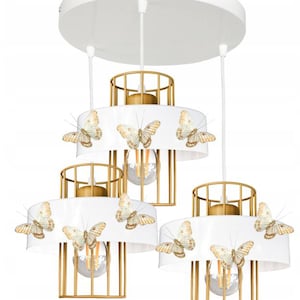 Butterfly Ceiling Lamp for Girls Room – Gold Hanging Light Fixture for Kids Bedroom – Elegant Pendant Chandelier Children Decor