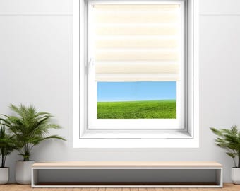 Verieta Day & Night Zebra Window Roller Blinds Double Blinds Vision Blinds Shades Width 30cm to 140cm Length up to 150 and 230cm Coconut