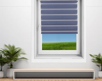 Verieta Day&Night Zebra Window Roller Blinds Double Blinds Vision Blinds Shades Width 30cm to 140cm Length up to 150 and 230cm Blooming Iris