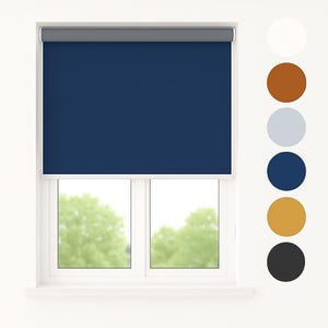 Navy Blue Blackout Thermal Roller Blinds – No Drill | Easy Fit Window Shade | Verieta® | Custom Size, Light Blocking