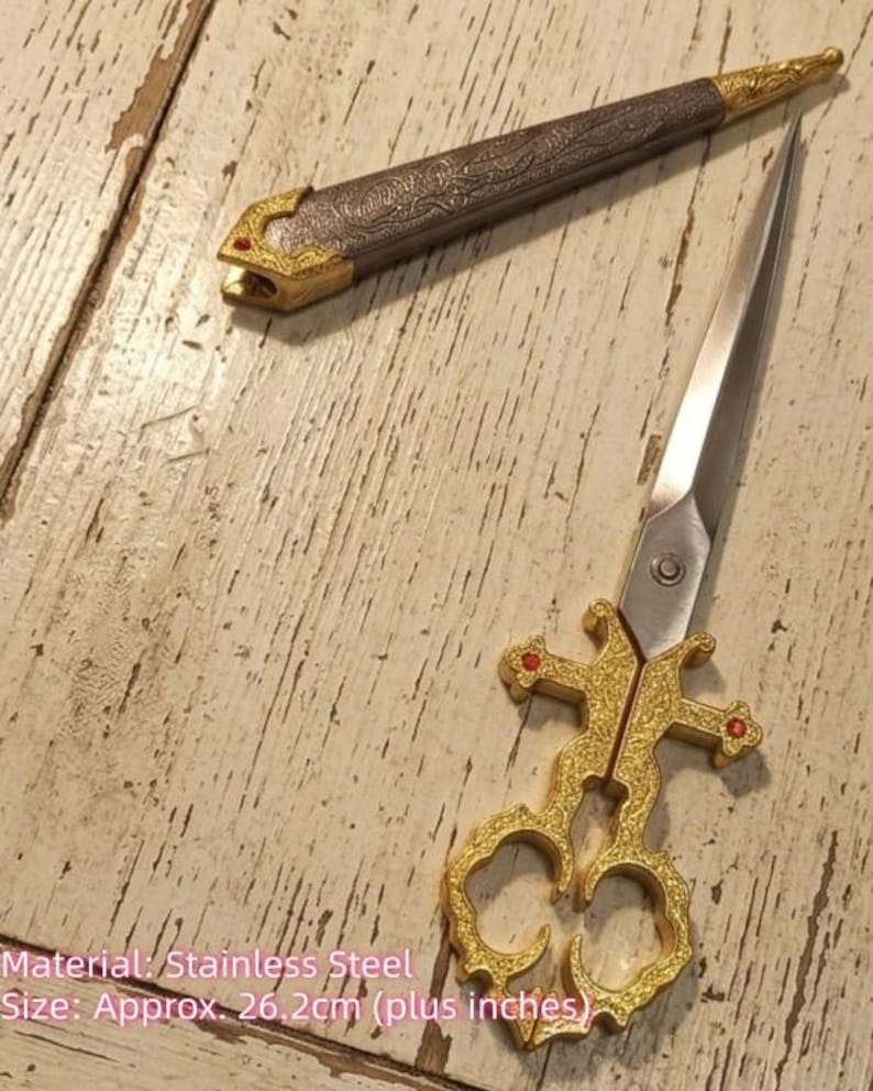 Noble Scissors Medieval Noble Scissors Cosplay Prop With Sheath, Decorative Handheld ...