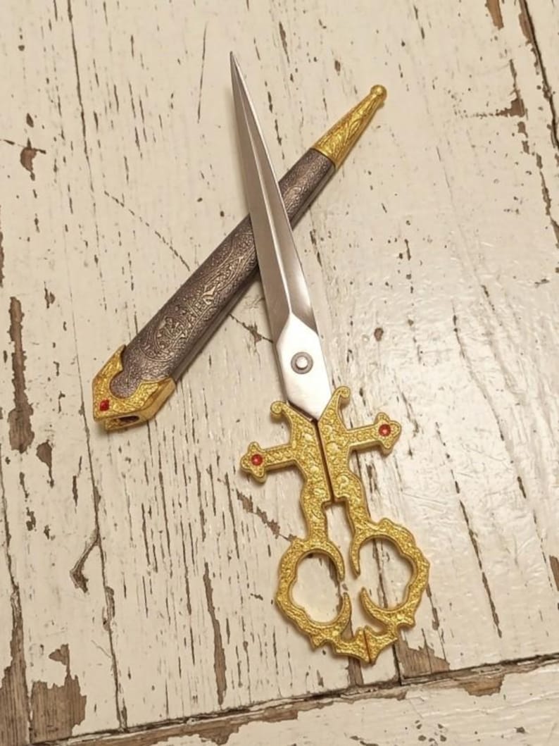 Noble Scissors Medieval Noble Scissors Cosplay Prop With Sheath, Decorative Handheld ...