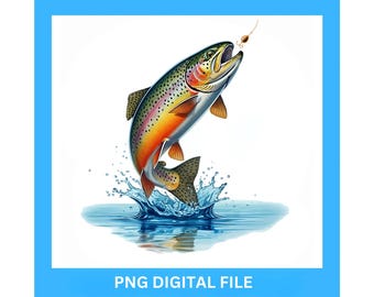 Trout Fishing PNG Digital Design, Realistic Fish Clipart for T-Shirts, Mugs, Wall Art, Sweatshirts, DIY Projects, Sublimation Printing