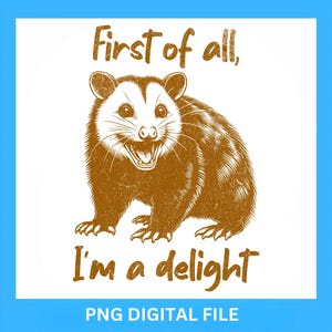 Possum Delight PNG Digital Download, I’m A Delight Vintage Retro Possum Design for T-Shirts & Sweatshirts, Funny Opossum Sublimation Graphic
