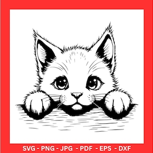 Cat Peeking SVG PNG, Clipart for Cricut & Sublimation, Peeking Cat Cutting File, Cat Head Illustration, Printable Animal Design