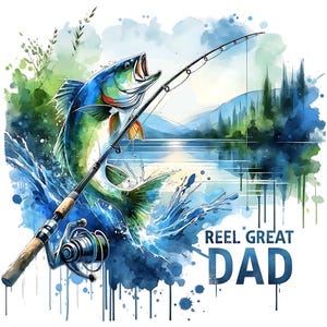Reel Great Dad PNG Digital Design, Father&#39;s Day Digital Download, Fishing Dad Gift, Fisherman Digital Download, Great Dad Fishing PNG