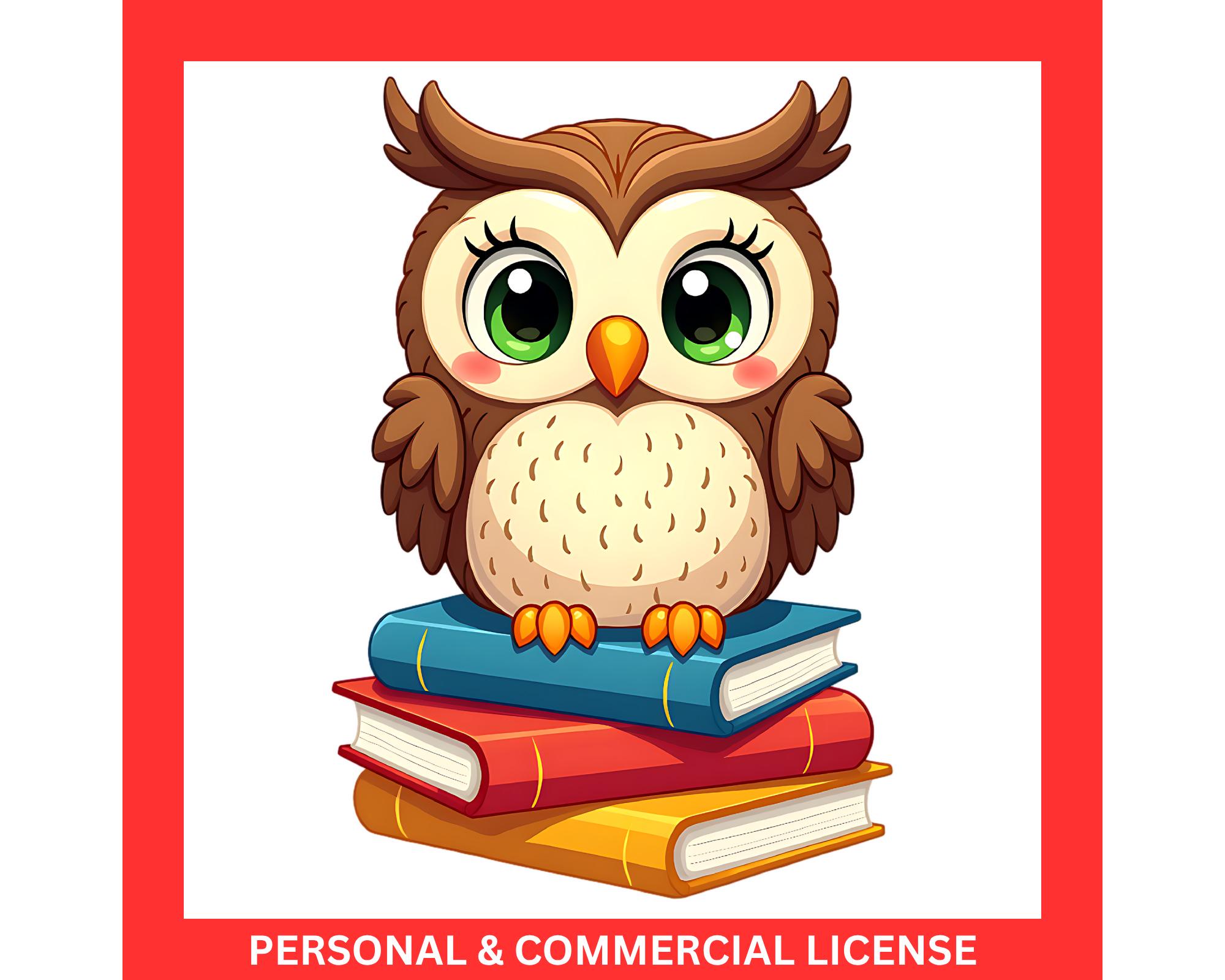 Bookish Owl PNG, Teacher Owl Clipart, School Books Png, Cute Owl, Reading Png, Sublimation Png, Digi