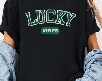 Koszulka Comfort Colors Lucky Vibes: koszulka retro na Dzień Świętego Patryka