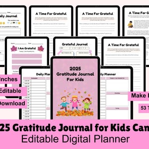 Diario de gratitud para niños KDP Interior / Diario de gratitud diario para niños / Plantilla editable / Tamaño 8,5&quot; x 11&quot; / Listo para cargar en formato PDF