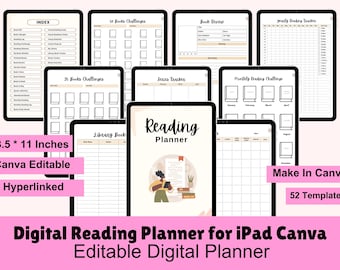 Digital Reading Journal, Book Tracker, Reading Planner, Reading Tracker, Digital Notebook, Reading Log, GoodNotes, Book Review, Bookshelf