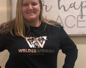 Welder Woman® Long Sleeve T-Shirt: Customizable Vinyl Colors
