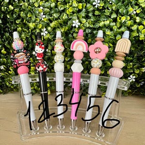 Beaded Ballpoint Pen: Kawaii Floral, Rainbow, & Book Lover Styles