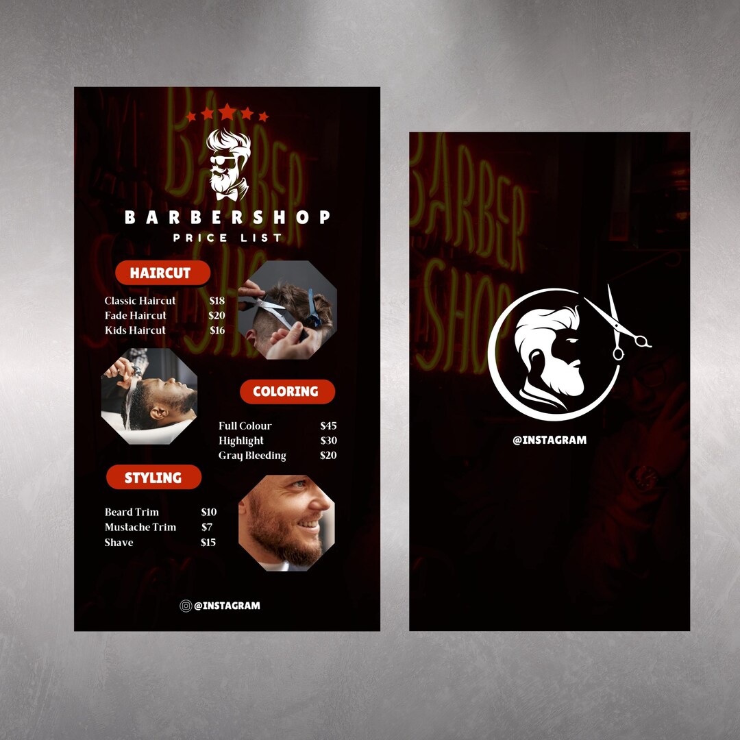 Barbershop Price List Template I Editable Price List Template I Barbershop Price List Template I Editable Price List Template I