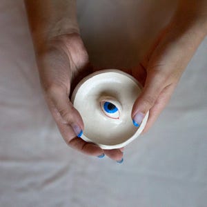 Handgefertigte Keramik Blau Auge Schale, Dekoration Geschenk