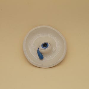 Piatto in ceramica fatto a mano con occhio blu, regalo decorativo