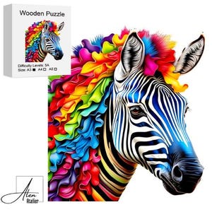 Zebra Wooden Puzzle – Irregular Animal Shaped Jigsaw, High-Difficulty Brain Game for Adults & Kids, Unique Home Decor and Gift Idea
