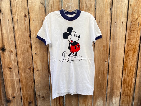 NOS 1970s Mickey Mouse Ringer Vintage Mens Walt Disne… - Gem