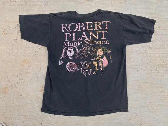 T-shirt Vintage Robert Plant Manic Nirvana 1990 - Taille L, Noir, Occasion Très Bon état