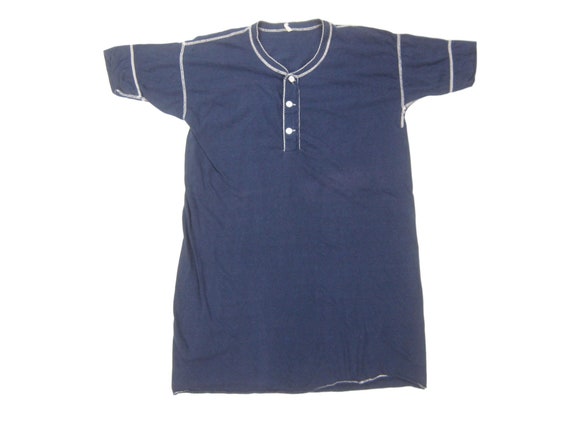 1960s Henley Shirt Vintage Retro Men’s Navy Blue C