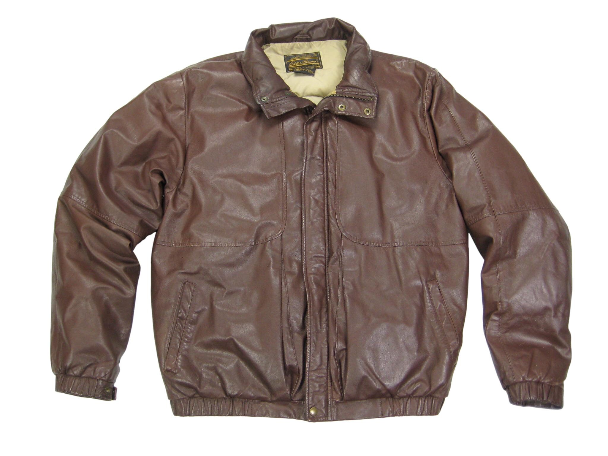 puffy leather bomber jacket