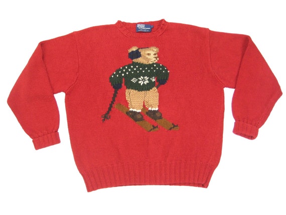 1990s Polo Ralph Lauren Ski Bear Sweater Vintage Mens - Etsy