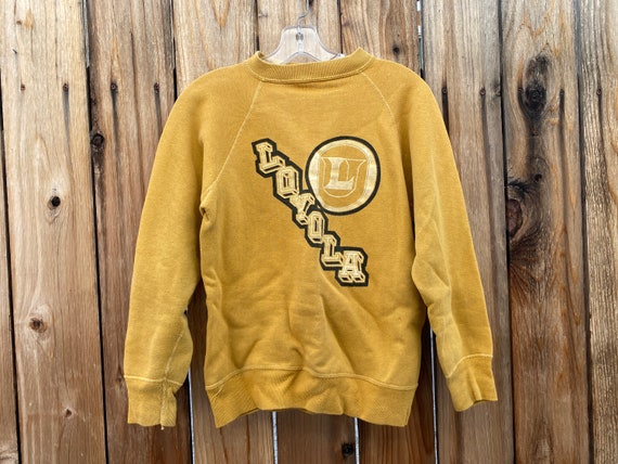50s 60s Loyola University Sweatshirt Vintage Yellow Flocked Etsy