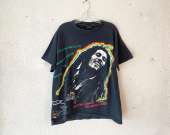 1990s Bob Marley AOP T-Shirt L Changes Tag Single Stitch Reggae Band