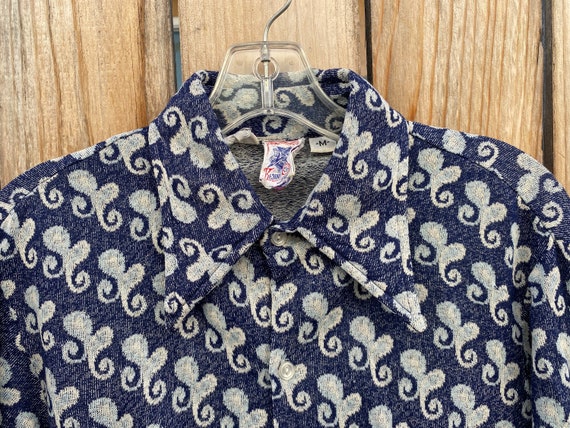 1970s Kennington Jacquard Knit Shirt Vintage Blue Abstract - Etsy