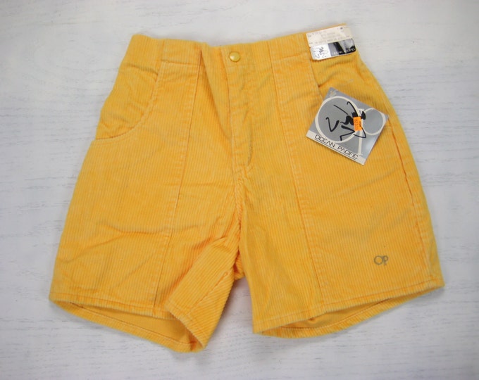 NOS 1980s OP Corduroy Shorts Vintage Ocean Pacific Bright Yellow Cord