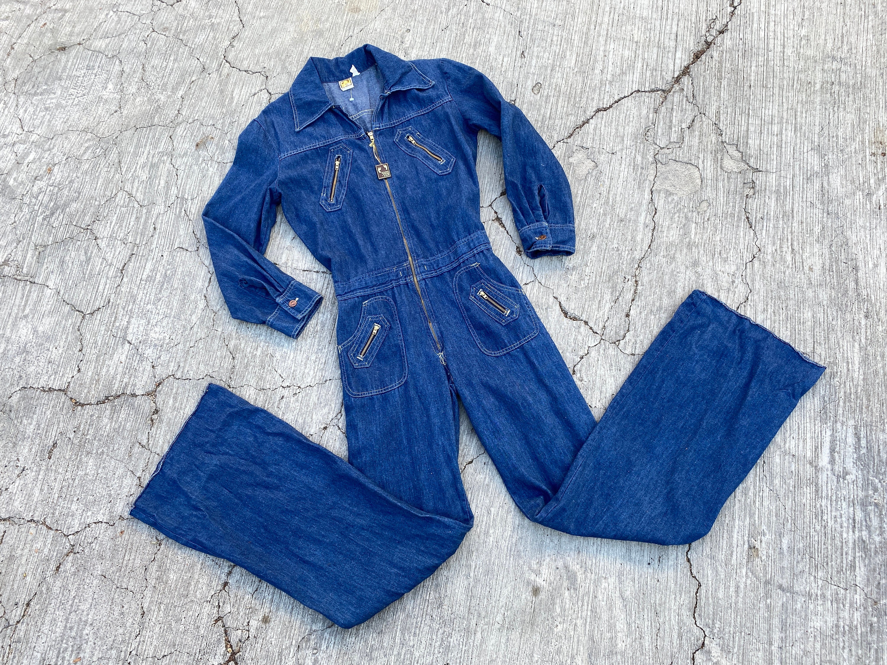 Tall Indigo Blue Wash Backless Stretch Denim Jumpsuit