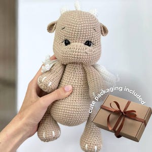 Stuffed Dragon // Stuffed Animal for Newborn // Crochet Dragon // Cute Gender Neutral Baby Gift // Baby Shower Gift // Dragon Toy For Baby