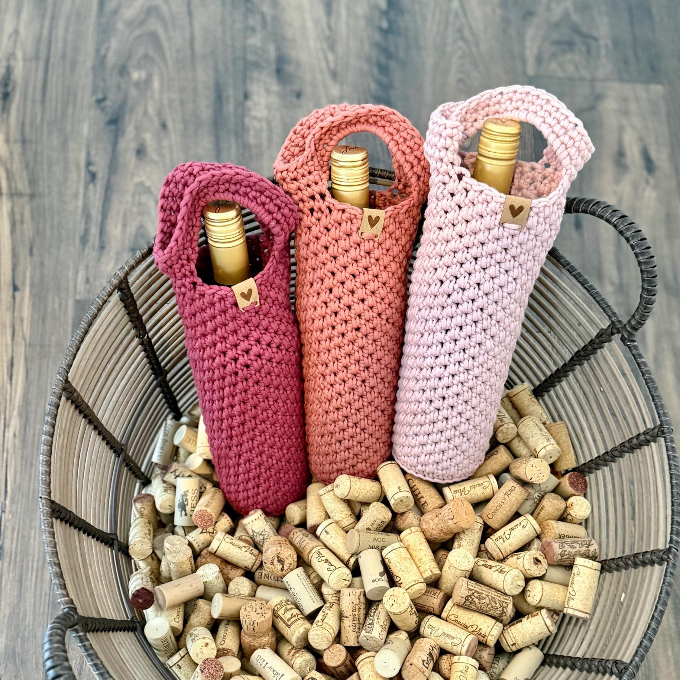 Crochet Wine Tote Bag Pattern: Tangled & Tipsy DIY Bottle Holder ...