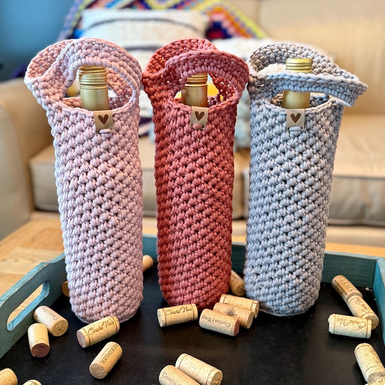 Crochet Wine Tote Bag Pattern: Tangled & Tipsy DIY Bottle Holder ...