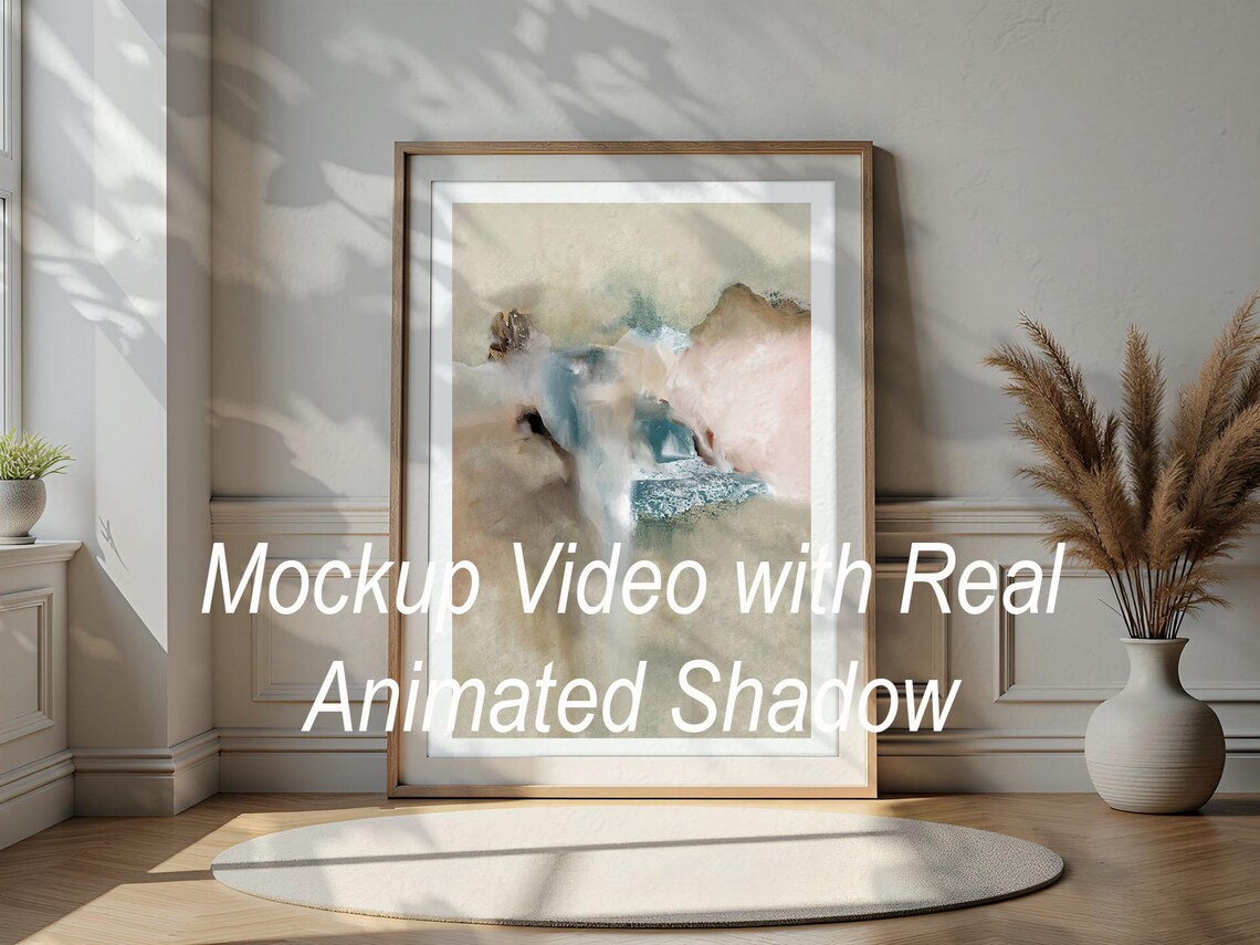 Animated Wall Art Mockup: Vertical Frame, Natural Shadows (PSD & MP4 ...