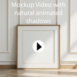 Video Mockup für quadratische Wandkunst, Mockup-Video mit natürlichen animierten Schatten und 3 verschiedene Szenen, PSD-Datei auf mp4, Photoshop-Vorlage