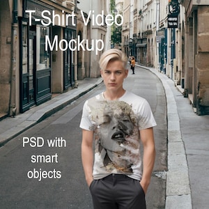 T-Shirt Mockup Video, Animated T-Shirt Mockup, T-Shirt Video Template, PSD with Smart Objects, Social Media T-Shirt Video Mockup