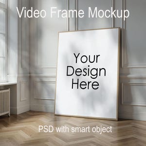 Video Frame Mockup with Natural Animated Shadow, PSD smart object, Vertical Frame Mockup, Wall Art Video Mockup, Instant Download