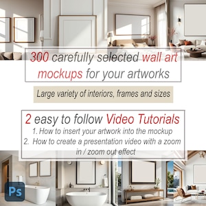 Wall Art Mockup Bundle Set of 300 Mockups, Mega Bundle Frames Mockup, Instant download, Wall art mockups for your artworks