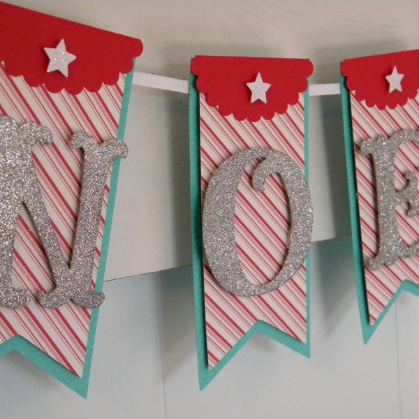 Noel - Christmas Banner (aqua / red)