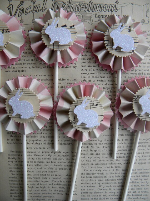 Items similar to Bunny Cupcake Toppers set of 12 on Etsy