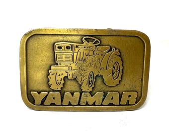 YANMAR Tractor Vintage Solid Brass Belt Buckle by Hit Line USA