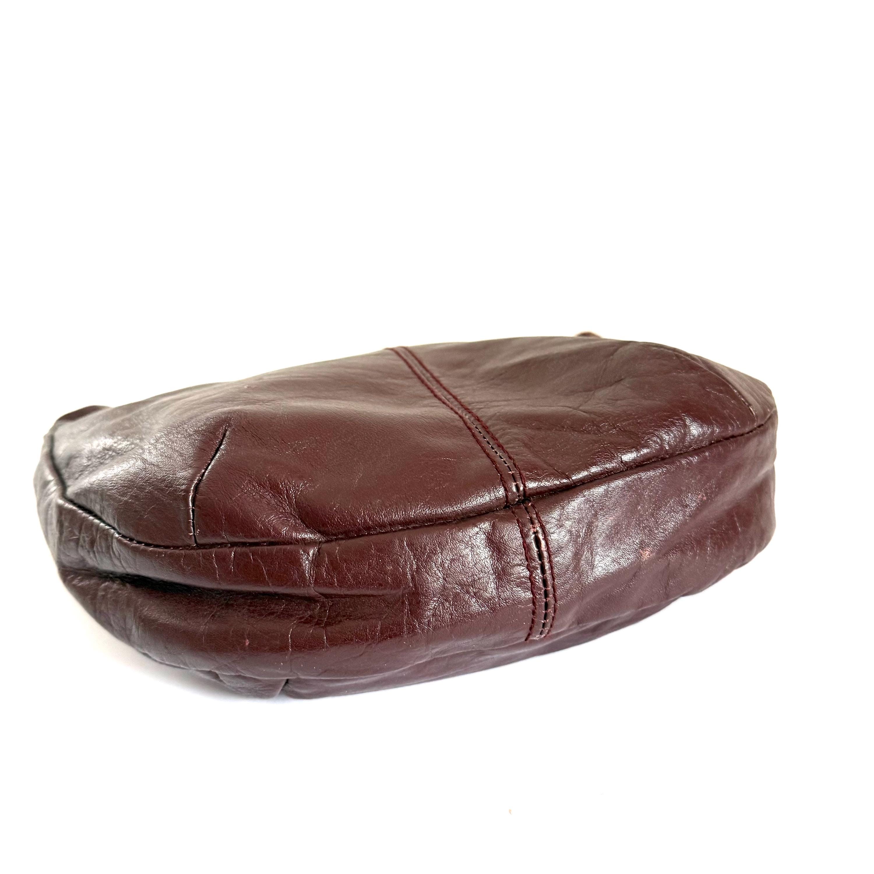 1990's Genuine Leather Vintage Purse by Toni - Maroon Shoulder Bag