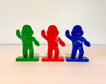 Pezzi del gioco CandyLand anni '60 - Set di 3, rosso giallo blu