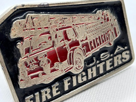 USA Fire Fighters Vintage Belt Buckle View 2