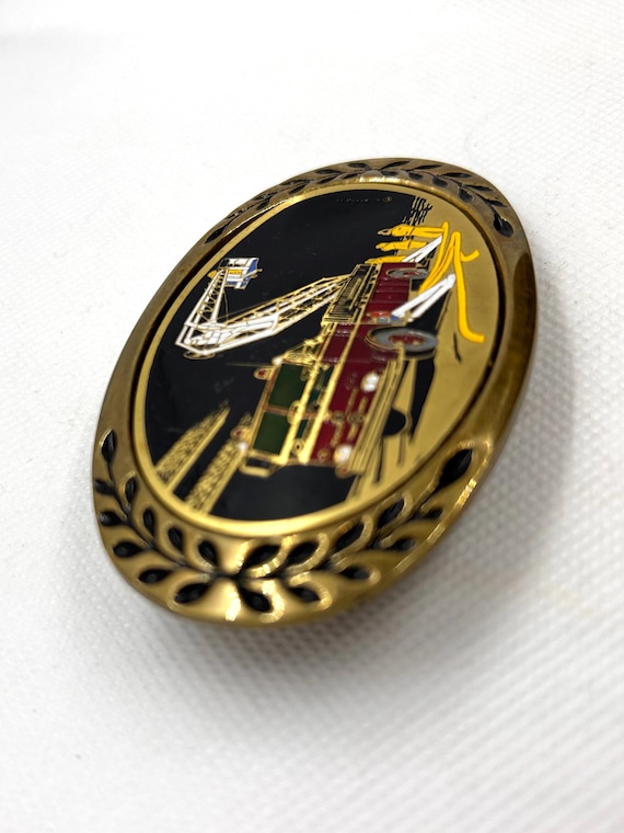 Fire Engine Ladder Truck Solid Brass Vintage Belt… - image 2