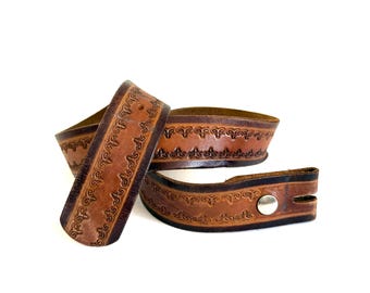 Vintage Justin Tooled Leather Western Belt:  display picture 2