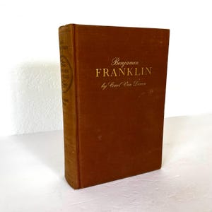 1938 Benjamin Franklin Grand livre vintage par Carl Van Doren
